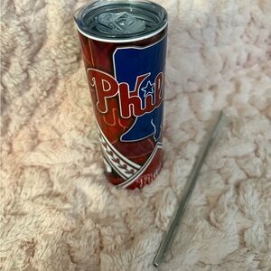 20oz Phillies Themed Tumbler with Straw